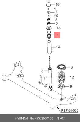 Отбойник амортизатора KIA Picanto (04-) заднего (1шт.) OE 5532607100 HYUNDAI KIA