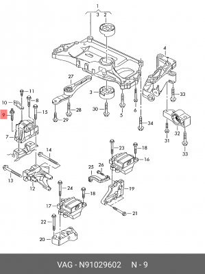 Болт AUDI A3 опоры двигателя OE N 910 296 02 VAG
