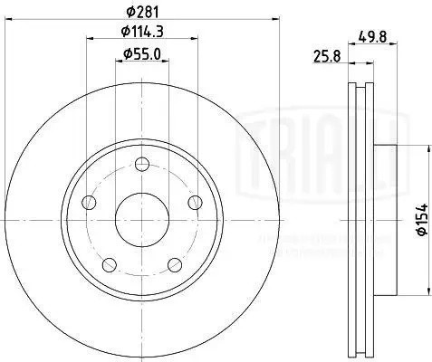 Диск торм. Geely Emgrand EC7 (07-) перед. d=281 (DF 270053)  2шт DF 270053 TRIALLI