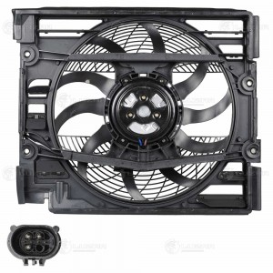 Э/вентилятор кондиц. для BMW 5 E39 98- 3-x конт., с кожухом и модул. упр. LFAC26 LFAC2639 LUZAR