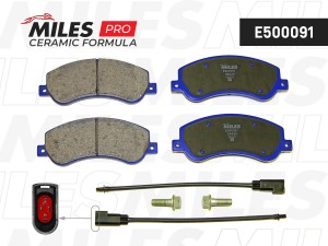 Колодки тормозные передние (с датчиком) (Смесь CERAMIC серия PRO) FORD TRANSIT 0 E500091 MILES