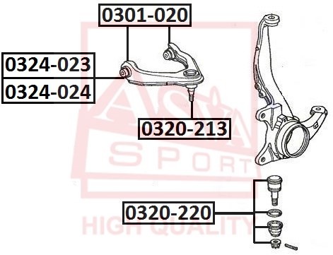 САЙЛЕНБЛОК ПЕРЕДНЕГО ВЕРХНЕГО РЫЧАГА HONDA 301020 0301-020 ASVA