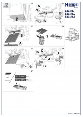Фильтр воздушный салона FH (G3), FH16 (G2), FM (G3), FMX Угольный фильтр E3937LC HENGST