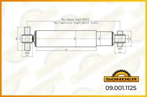 Амортизатор для ам Volvo VN (96-)VNL (06-)VT (06-) (387626 16x100 14x66 OO) задн 090011125 SONDER
