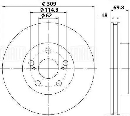 Диск торм. Lexus RX (03-)/RX (09-) зад. d=309 (окраш.) (DF 084106) DF 084106 TRIALLI