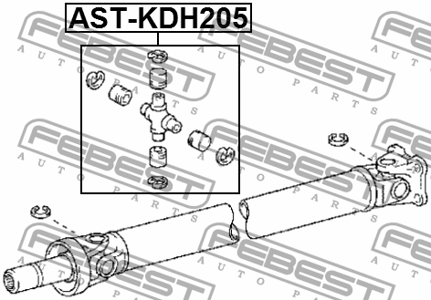 Крестовина кардан вала 28X75 TOYOTA HIACE H1#/H12#/H2# 1995-2006 AST-KDH205 AST-KDH205 FEBEST