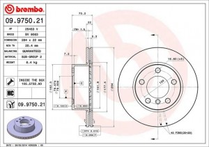 Диск тормозной 09.9750.21 09.9750.21 BREMBO