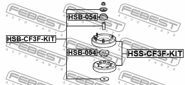 Втулка передн амортизатора HONDA ACCORD CL9 2003-2008 (компл) HSB-CF3F-KIT HSB-CF3F-KIT FEBEST