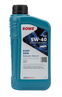Масло моторное ROWE HIGHTEC SYNT ASIA C3/SN/CF 5W40 синт.1л 20246-0010-99 ROWE