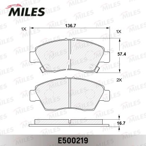 Колодки тормозные передние (Смесь CERAMIC серия PRO) HONDA CIVIC 91-05 (TRW GDB3 E500219 MILES