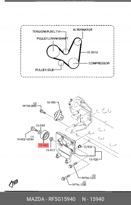 РОЛИК НАТЯЖИТЕЛЬ РЕМНЯ RF5G15940 MAZDA