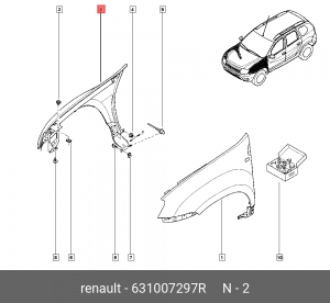 крыло пер.прав.!\ Renault 631007297R RENAULT