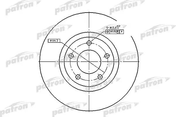 Диск тормозной MAZDA 3 (03-12) (2.0),5 (05-) (R16) передний (1шт.) PATRON PBD4385 PATRON