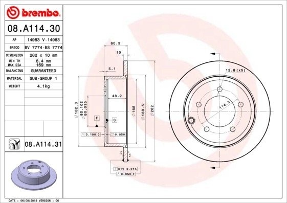 Диск тормозной Brembo Painted Disc 08.A114.31 08.A114.31 BREMBO