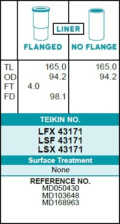 Гильза цилиндра двигателя  LSX43171 LSX43171 TEIKIN