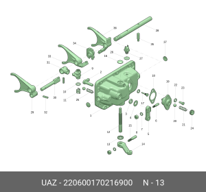Сальник УАЗ-3741,2206 вала механизма переключения передач (5-ти ст.КПП) (ОАО УАЗ 220600170216900 UAZ UAZ