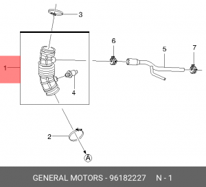 Патрубок CHEVROLET Lanos фильтра воздушного OE 96182227 GENERAL MOTORS