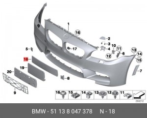51138047378 Основание номерного знака !M \BMW 5' F10 51 13 8 047 378 BMW