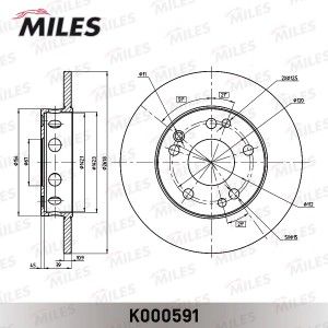 Диск тормозной передний D262мм. MERCEDES W201 1.8/2.0/2.5 82-93 (TRW DF1584) K00 K000591 MILES