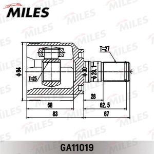 ШРУС внутренний левый HYUNDAI SONATA YF 2010-2014 GA11019 GA11019 MILES