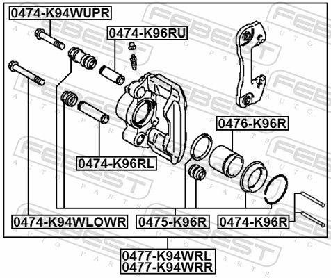 Суппорт задн левый MITSUBISHI PAJERO/MONTERO SPORT 1996-2006 0477-K94WRL 0477-K94WRL FEBEST