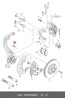 Болт VW Golf,Jetta,Passat AUDI A4,A6 SKODA Octavia,Superb,Yeti OE N 909 488 02 VAG