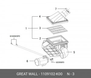 Фильтр воздушный Hover(с ABS) 1109102-K00 1109102K00 1109102-K00 GREAT WALL