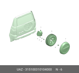 Гайка колеса ГАЗ-2410,УАЗ (ОАО УАЗ) 315100310104000 UAZ UAZ