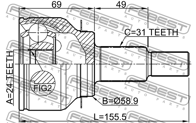 ШРУС внешний 24X59X31 MAZDA CX-5 KE 2011- 0510-GJAT 0510-GJAT FEBEST