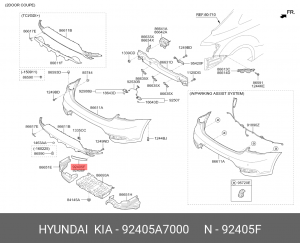 Катафот KIA Cerato (13-) бампера заднего левый OE 92405A7000 HYUNDAI KIA