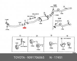 ПРОКЛАДКА ТРУБЫ ГЛУШИТЕЛЯ 90917-06065 90917-06065 TOYOTA