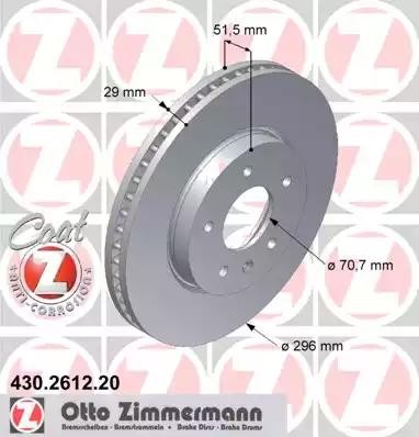 диск тормозной !перед. 296x29/52-5x115 \ Opel Antara, Chevrolet Captiva 2.0-3.2i 430.2612.20 ZIMMERMANN