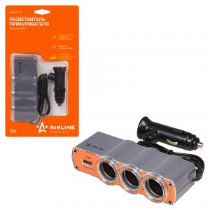 Прикуриватель-разветвитель на 3 гнезда + USB ASP-3U-03 ASP-3U-03 AIRLINE