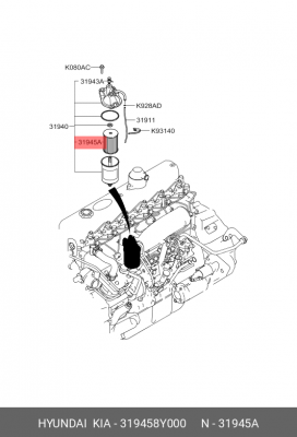 Фильтр топливный HYUNDAI HD120,AeroTown дв.D6DA19/22 OE 31945-8Y000 HYUNDAI KIA