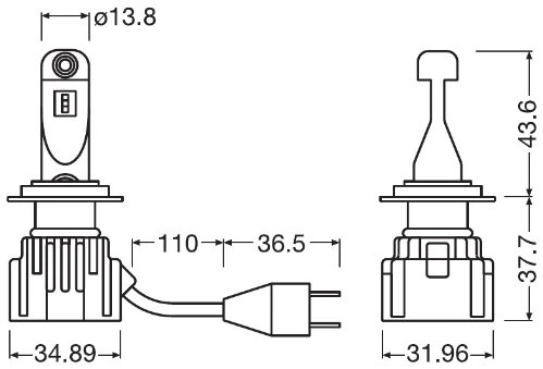 Лампа светодиодная 12V H7/H18 PX26d/PY26d-1 +350% 6000K (2шт.) Ledriving HL Inte 64210DWINT2HFB OSRAM