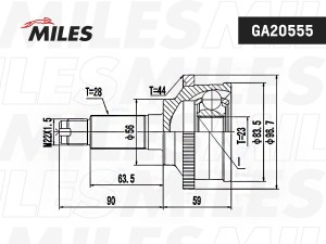ШРУС наружный MAZDA 626 91-97 (с ABS) 834021 (GKN 303849) GA20555 GA20555 MILES