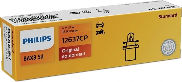 Лампа 12V 1.5W BAX8.4d черный патрон PHILIPS 12637CP PHILIPS