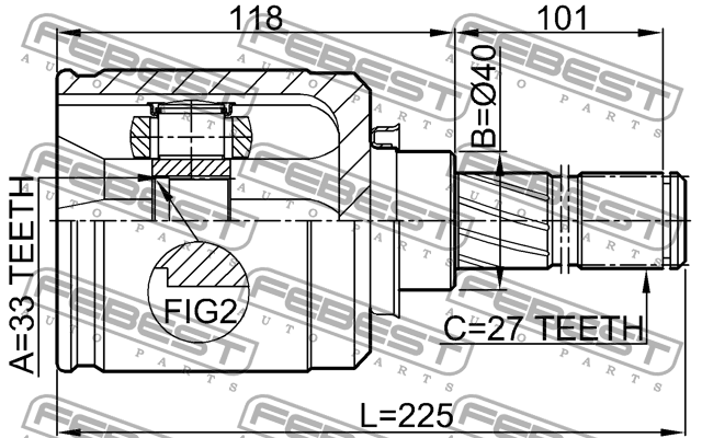 ШРУС внутр левый NISSAN QASHQAI 06-12 0211-J1020GLH 0211-J1020GLH FEBEST