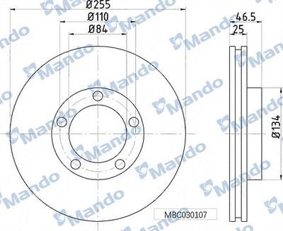 Диск тормозной NISSAN Almera (N15) передний (1шт.) MANDO MBC030108 MANDO