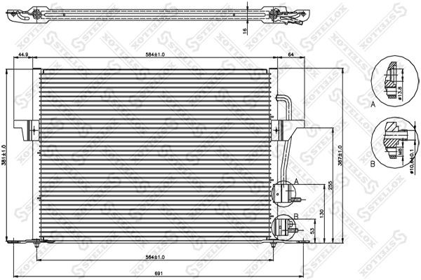 AVA FD5259=NS94308=GR925125 [97BW19710BB] !радиатор конд.\ Ford Mondeo 1.6-1.8TD 10-45010-SX STELLOX