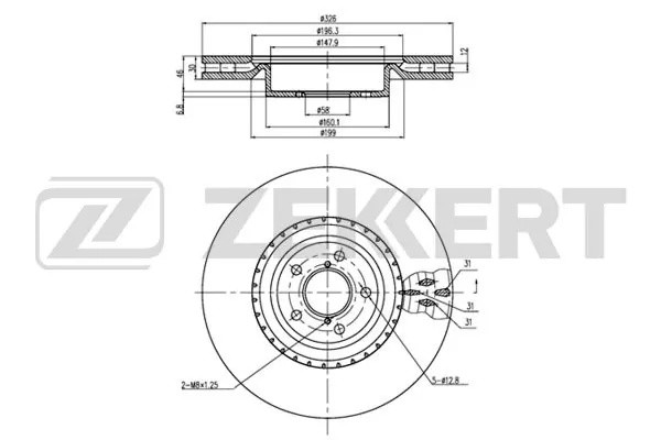 Диск торм. перед. Subaru Impreza (GD GG) 00- BS-6361 BS-6361 ZEKKERT
