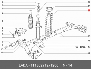 Пружина ВАЗ-1118,2190 подвески задней 1шт. АвтоВАЗ 11180-2912712-00 LADA VAZ