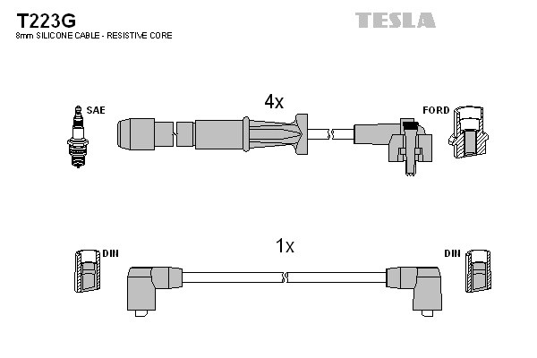 к-кт проводов!\ Ford Scorpio/Transit 2.0/2.3i 91-00 T223G TESLA