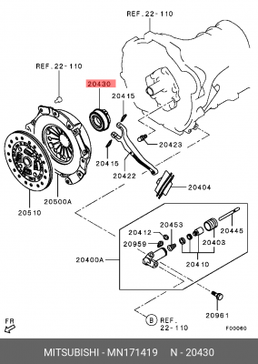 Подшипник выжимной MITSUBISHI L200 ОЕ MN171419 MITSUBISHI