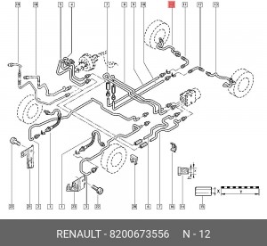 трубка тормозная задн прав!\ Renault 8200673556 RENAULT