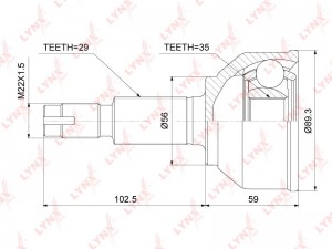 ШРУС наружный NISSAN Qashqai (07-13) передний LYNX CO-3742 LYNXAUTO
