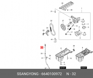 Щуп уровня масла SSANGYONG Actyon (06-),Kyron (05-),Actyon Sports (06-),Rexton ( 6640100972 SSANG YONG