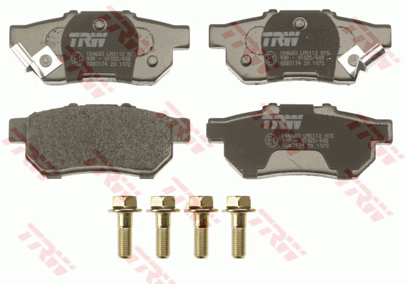 Колодки тормозные HONDA Civic,Jazz задние (4шт.) TRW GDB3174 TRW