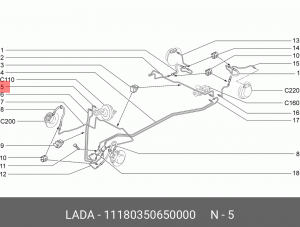 Трубка тормозная ВАЗ-1118 первичного контура АвтоВазАгрегат 11180350650000 LADA VAZ