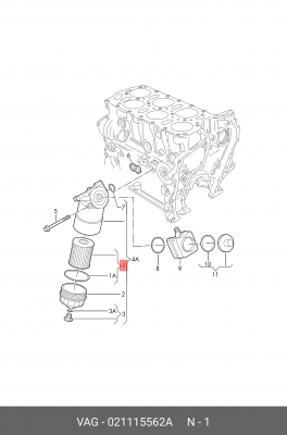 Фильтр масляный VW Touareg (10-) AUDI A6 (-05),A8 (-02),Q7 (06-) PORSCHE Cayene  021 115 562 A VAG